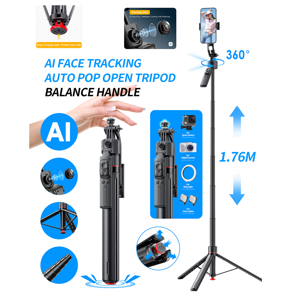 Auto Tracking Tripod - AI Gimbal Tripod Jumping Selfie Stick