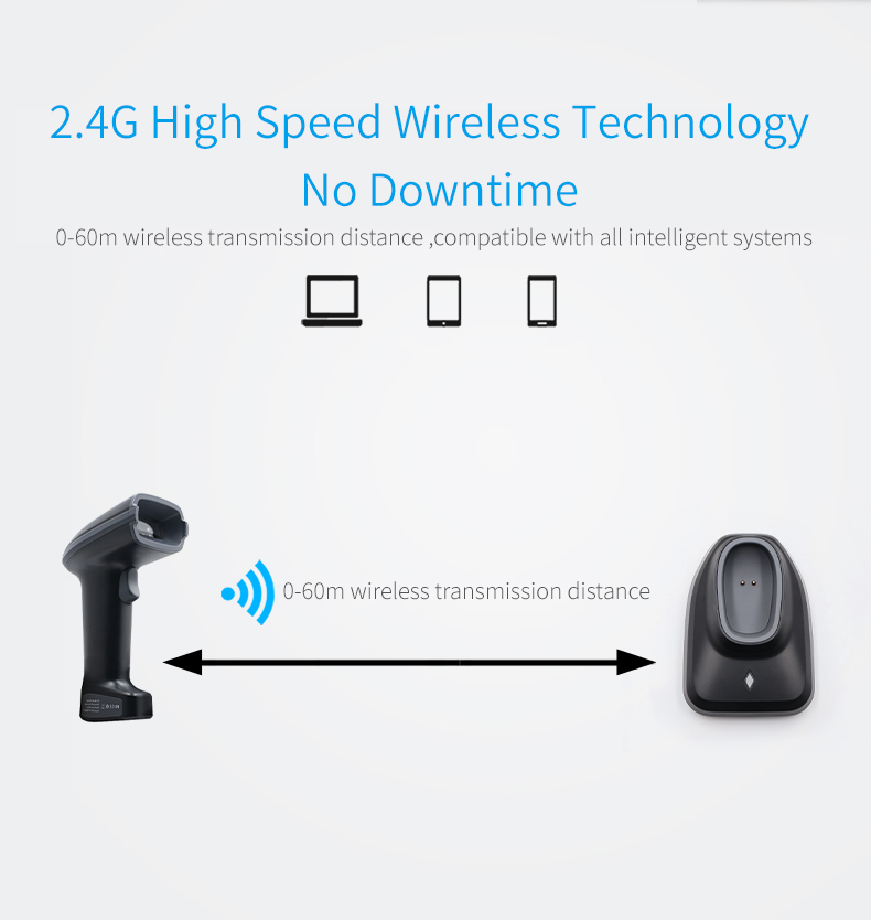 Barcode Scanner Wireless - Wireless Barcode Scanner with Cradle for