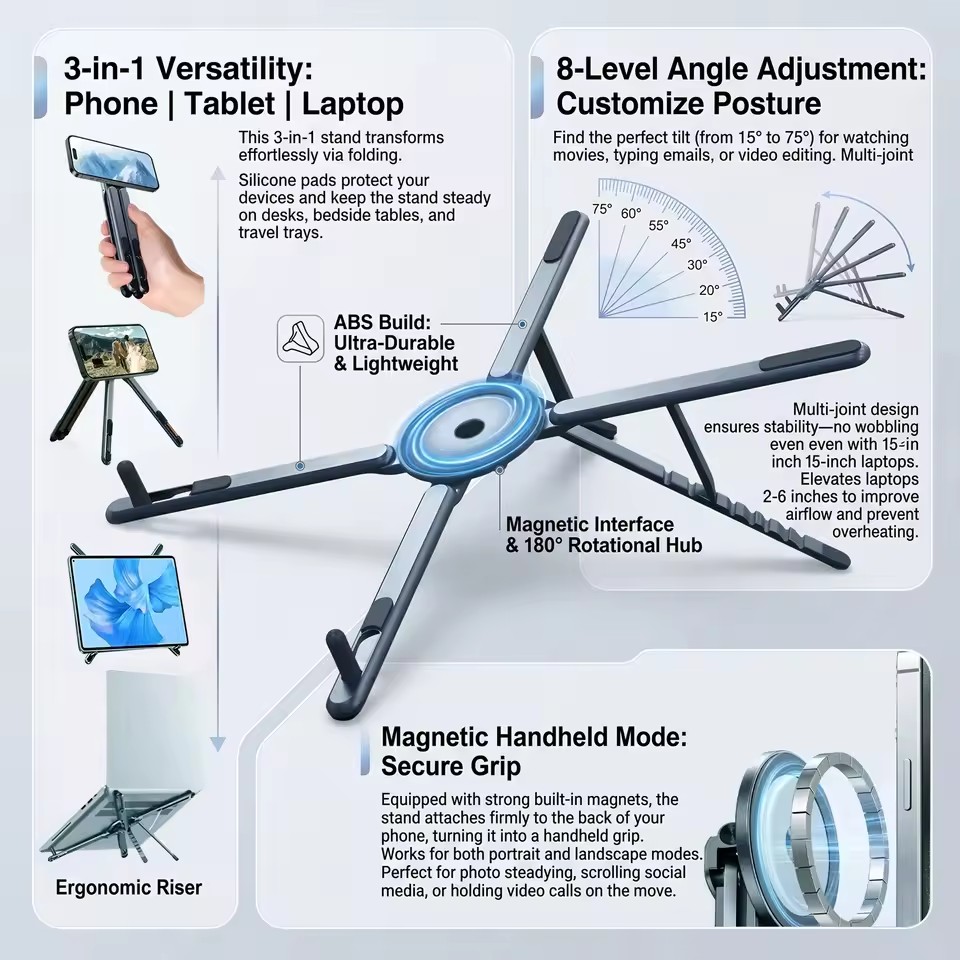 Auto Tracking Tripod - Portable Magnetic Phone Holder & Selfie