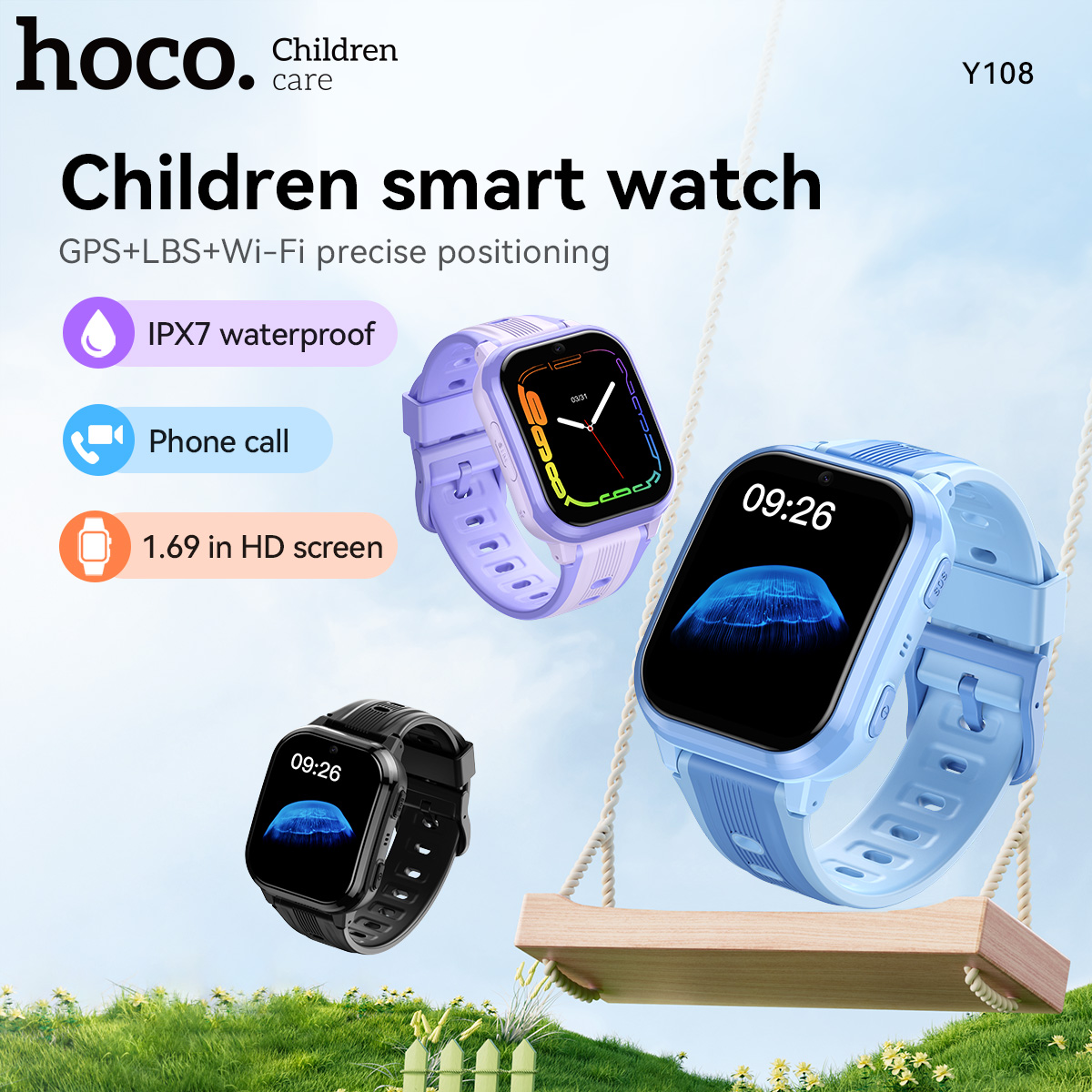 Smart Watch Kids - HOCO Y108 1.69inch HD LCD Curved