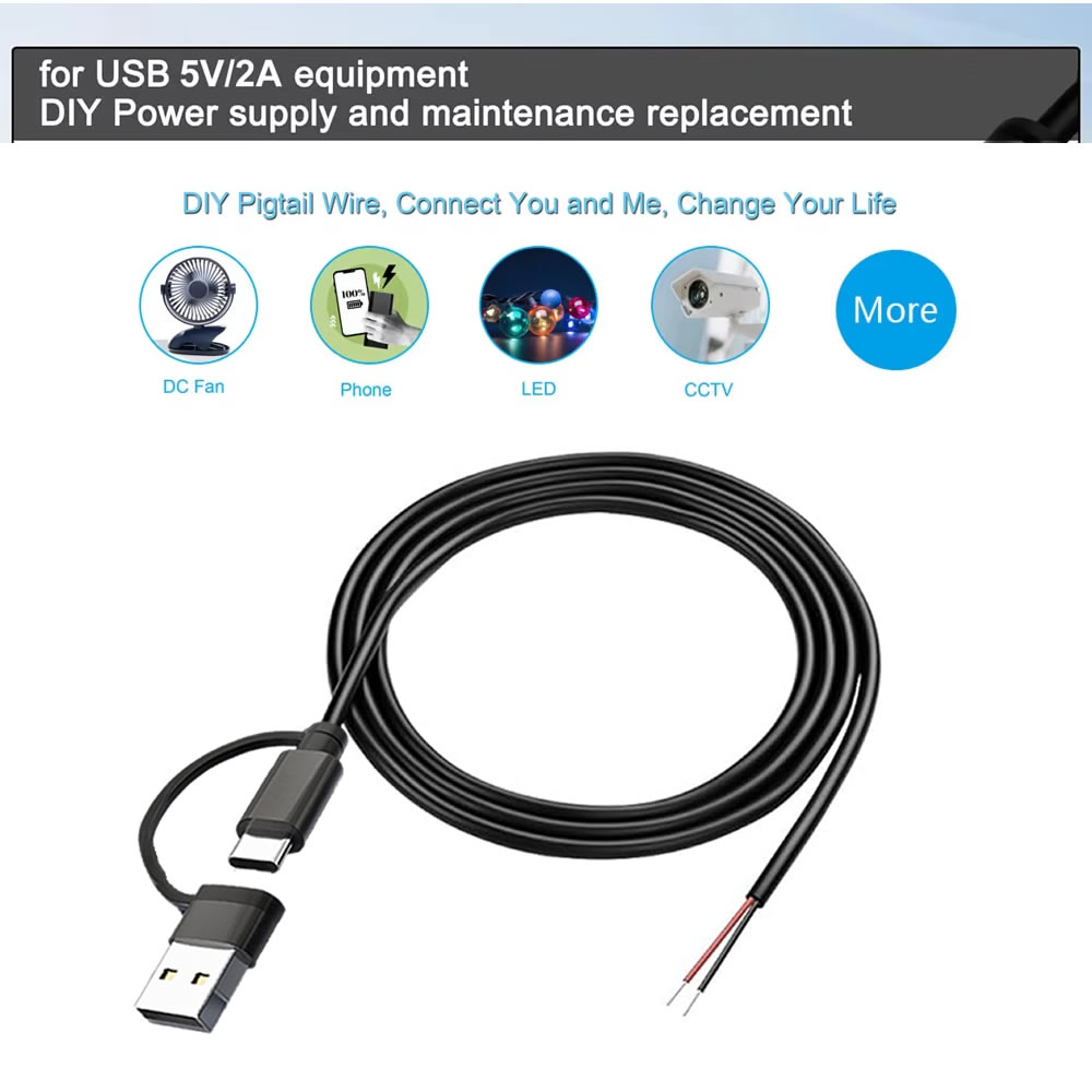 DC 2 Pin Power Cable USB and T - Diy Electronics Gadgets recension och pris